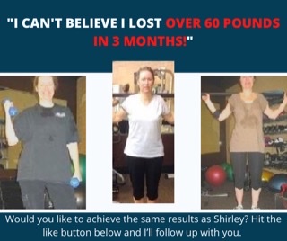 60 pounds lost- 12 weeks Fat Loss Personal Fitness Program